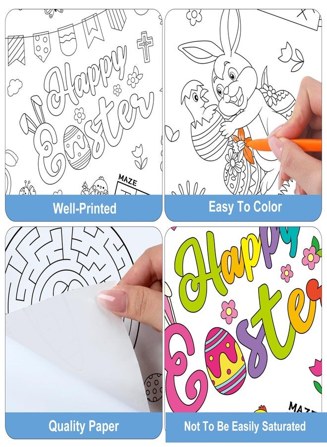 Faccito Easter Coloring Tablecloth 108 x 54 Inch Easter Bunny Egg Coloring Poster with 24 Crayons Giant Paper Table Cover for Holiday Party Gifts Family Activities - Image 4